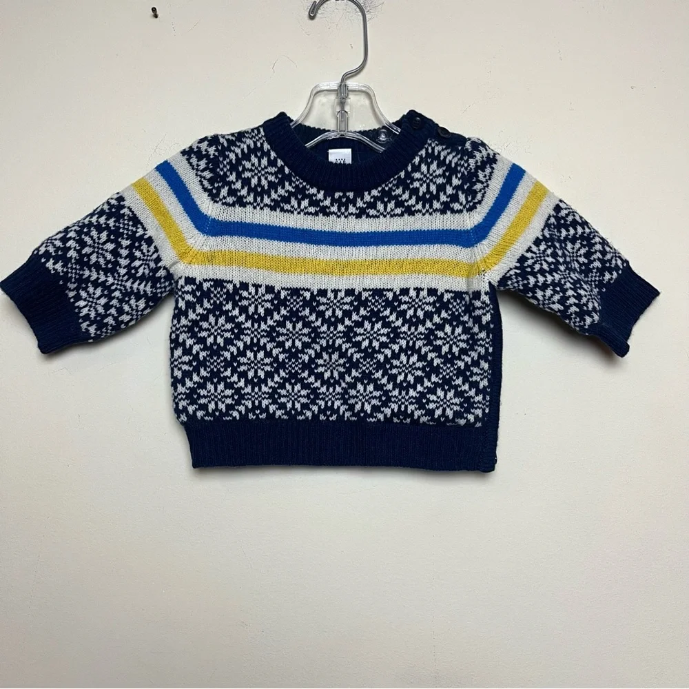 VINTAGE NWT ‘04 Baby Gap 3 months Lined Lambs wool sweater‎ blue fair isle